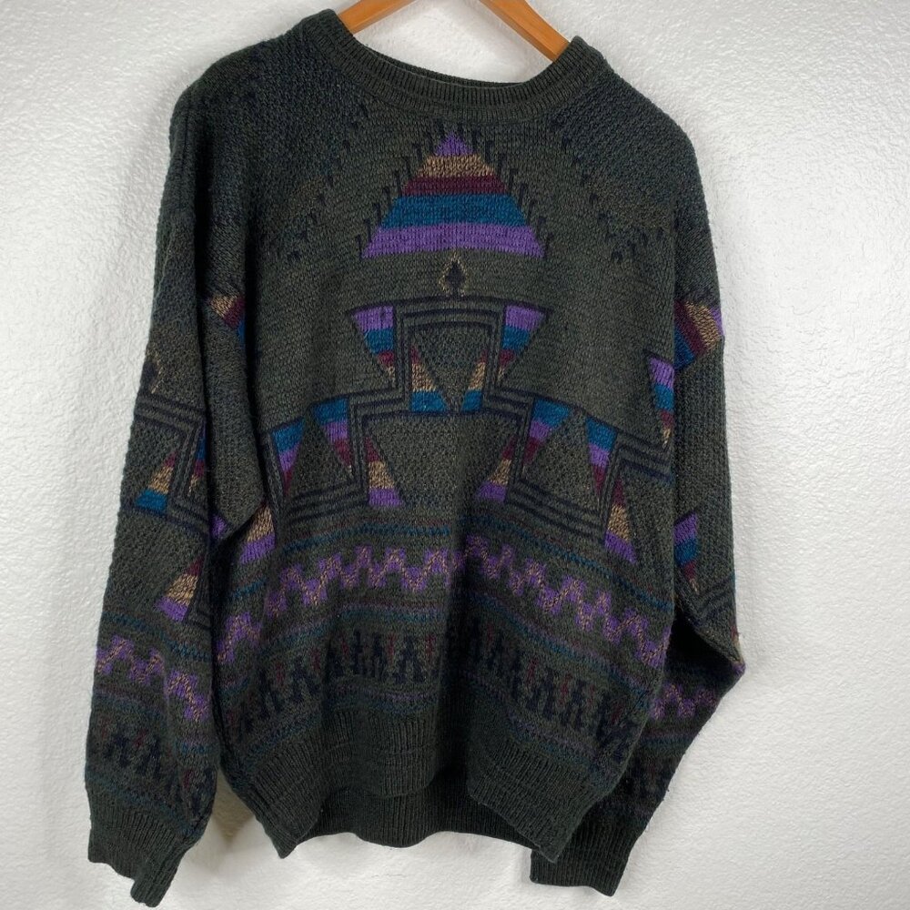 Vtg Jantzen Sweater Men's Multicolor Sz L Oversized Preppy Grunge Pullover